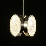 Светодиодный светильник на стойке с тремя дисковидными плафонами из фактурного стекла ручной работы и дополнительным направленным вниз источником света ULF TRIO от ImperiumLoft