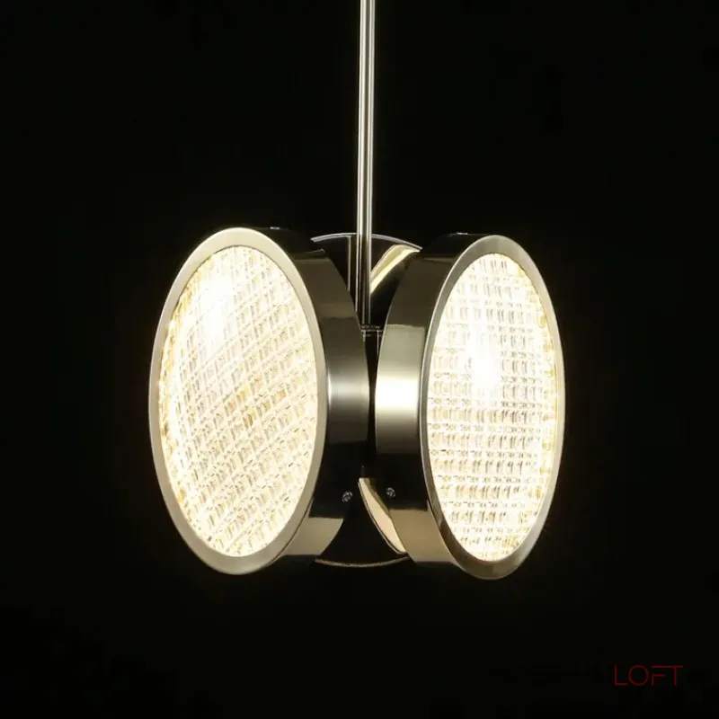 Светодиодный светильник на стойке с тремя дисковидными плафонами из фактурного стекла ручной работы и дополнительным направленным вниз источником света ULF TRIO от ImperiumLoft