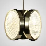 Светодиодный светильник на стойке с тремя дисковидными плафонами из фактурного стекла ручной работы и дополнительным направленным вниз источником света ULF TRIO от ImperiumLoft