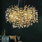 Серия люстр с подвесным декором из прозрачного и тонированного хрусталя на ветвистом каркасе FLAMB L8 от ImperiumLoft