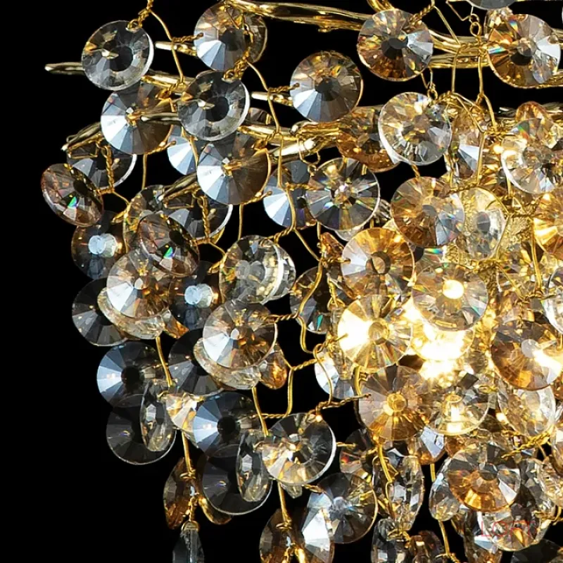 Серия люстр с подвесным декором из прозрачного и тонированного хрусталя на ветвистом каркасе FLAMB L10 от ImperiumLoft