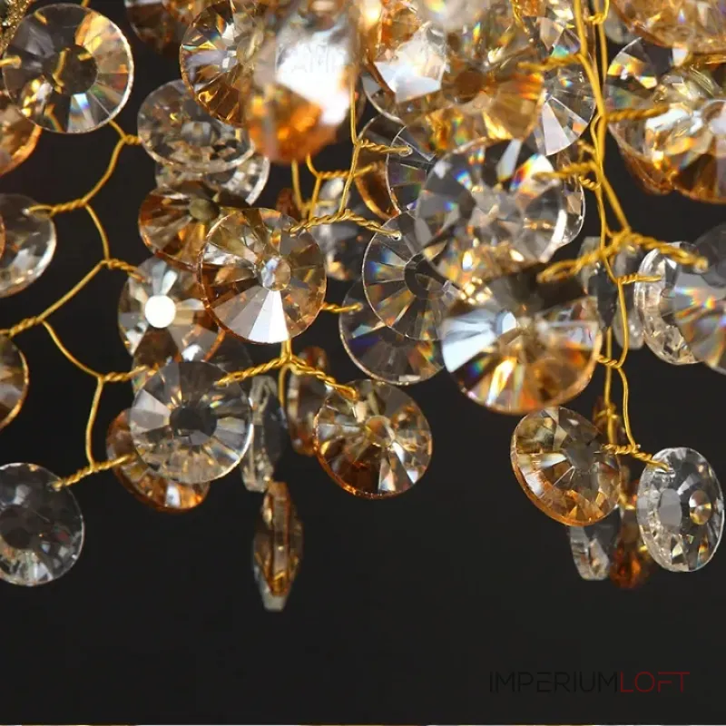 Серия люстр с подвесным декором из прозрачного и тонированного хрусталя на ветвистом каркасе FLAMB L10 от ImperiumLoft