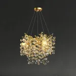 Серия люстр с подвесным декором из прозрачного и тонированного хрусталя на ветвистом каркасе FLAMB L3 от ImperiumLoft