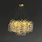 Серия люстр с подвесным декором из прозрачного и тонированного хрусталя на ветвистом каркасе FLAMB L6 от ImperiumLoft