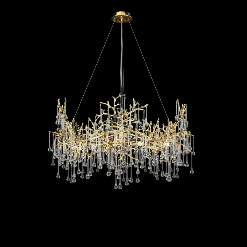 Серия люстр с подвесным декором из стеклянных капель на ветвистом каркасе люстра WATERDROPS L14 Goldот ImperiumLoft Серия люстр с подвесным декором из стеклянных капель на ветвистом каркасе люстра WATERDROPS L14 Goldот ImperiumLoft
