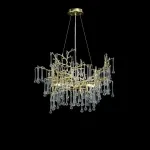 Серия люстр с подвесным декором из стеклянных капель на ветвистом каркасе люстра WATERDROPS L8 Gold от ImperiumLoft