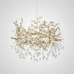 Серия люстр с подвесным декором из стеклянных капель на ветвистом каркасе люстра WATERDROPS L10 Goldот ImperiumLoft
