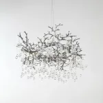 Серия люстр с подвесным декором из стеклянных капель на ветвистом каркасе люстра WATERDROPS L10 Chrome от ImperiumLoft
