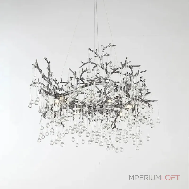 Серия люстр с подвесным декором из стеклянных капель на ветвистом каркасе люстра WATERDROPS L10 Chrome от ImperiumLoft