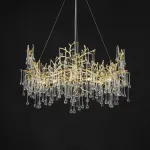 Серия люстр с подвесным декором из стеклянных капель на ветвистом каркасе люстра WATERDROPS L14 Goldот ImperiumLoft