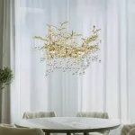 Серия люстр с подвесным декором из стеклянных капель на ветвистом каркасе люстра WATERDROPS L10 Goldот ImperiumLoft