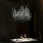 Серия люстр с подвесным декором из стеклянных капель на ветвистом каркасе люстра WATERDROPS L10 Chrome от ImperiumLoft