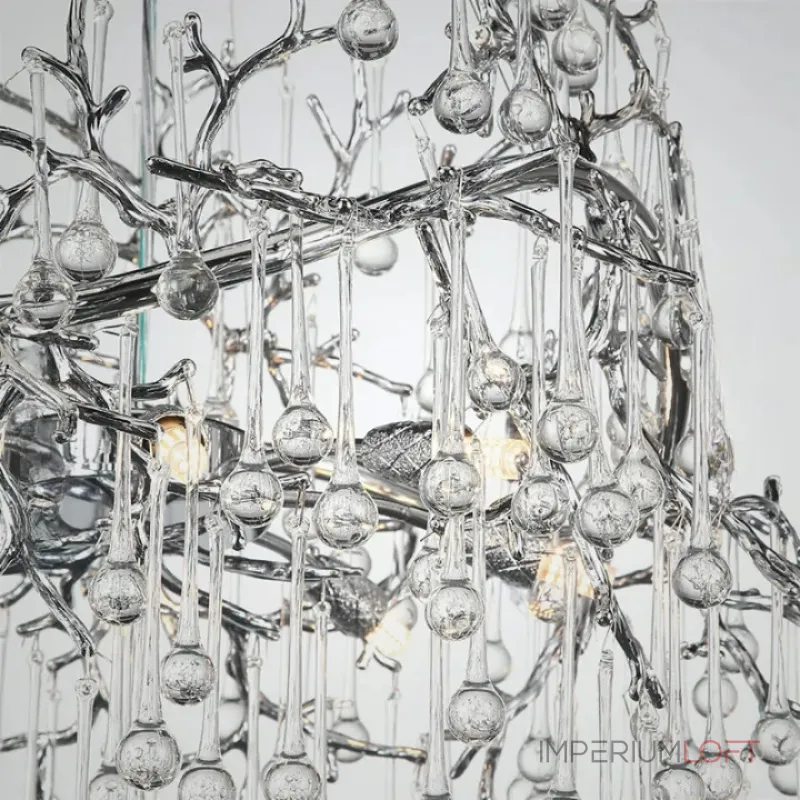 Серия люстр с подвесным декором из стеклянных капель на ветвистом каркасе люстра WATERDROPS L10 Chrome от ImperiumLoft