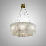 Серия подвесных люстр на кольцевом каркасе с двойным абажуром из мраморных подвесок прямоугольной формы SIRIUS D570 от ImperiumLoft