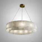 Серия подвесных люстр на кольцевом каркасе с двойным абажуром из мраморных подвесок прямоугольной формы SIRIUS D820 от ImperiumLoft