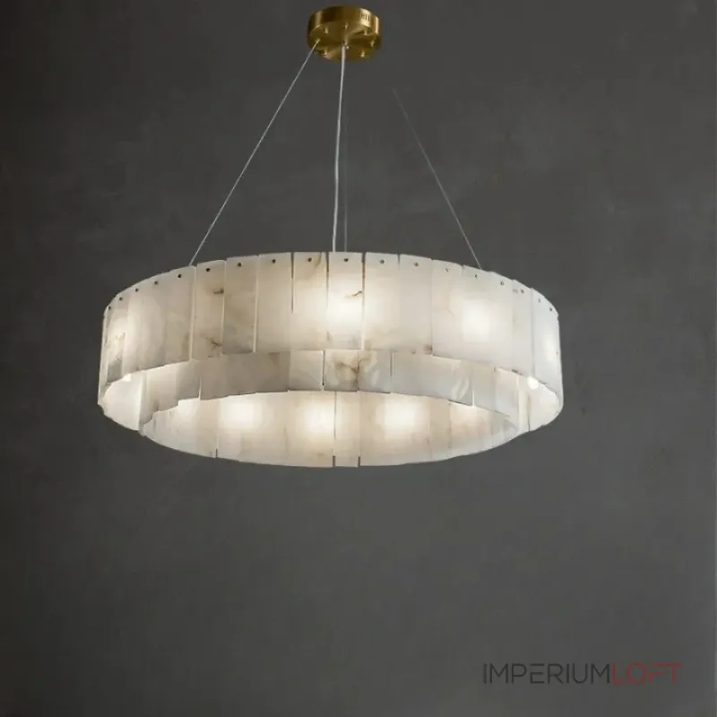 Серия подвесных люстр на кольцевом каркасе с двойным абажуром из мраморных подвесок прямоугольной формы SIRIUS D820 от ImperiumLoft