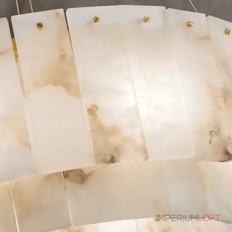 Серия подвесных люстр на кольцевом каркасе с двойным абажуром из мраморных подвесок прямоугольной формы SIRIUS D820 от ImperiumLoft