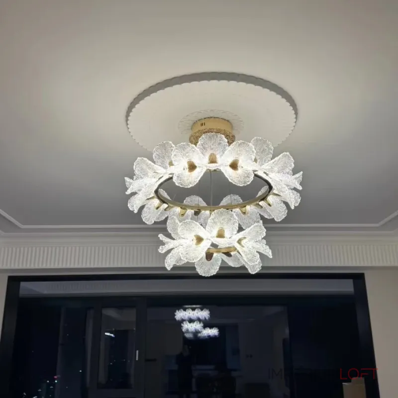 Кольцевая светодиодная люстра c рассеивателями в виде цветов из фактурного акрила PAULIN D60 D100 от ImperiumLoft