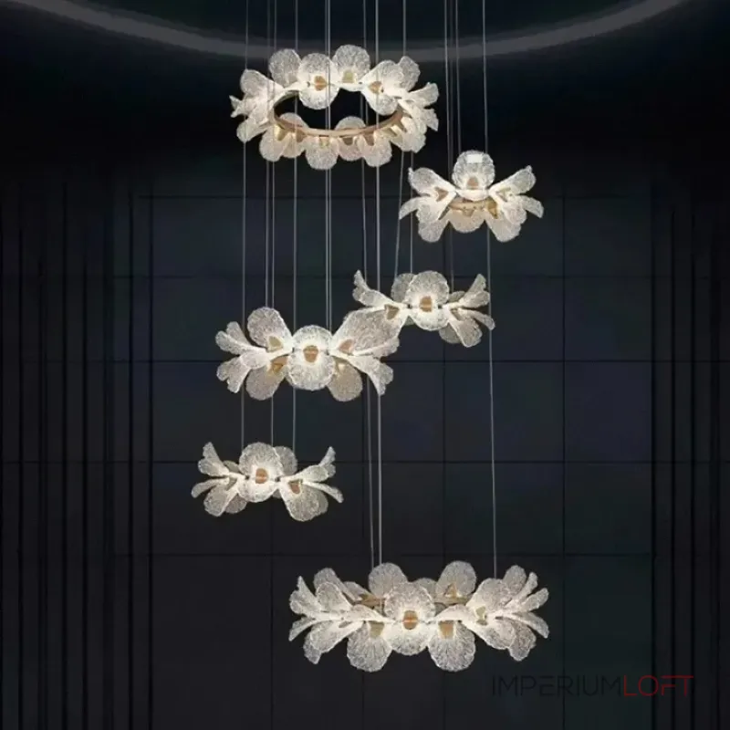 Кольцевая светодиодная люстра c рассеивателями в виде цветов из фактурного акрила PAULIN D50 D50 D60 D60 D80 D80 от ImperiumLoft
