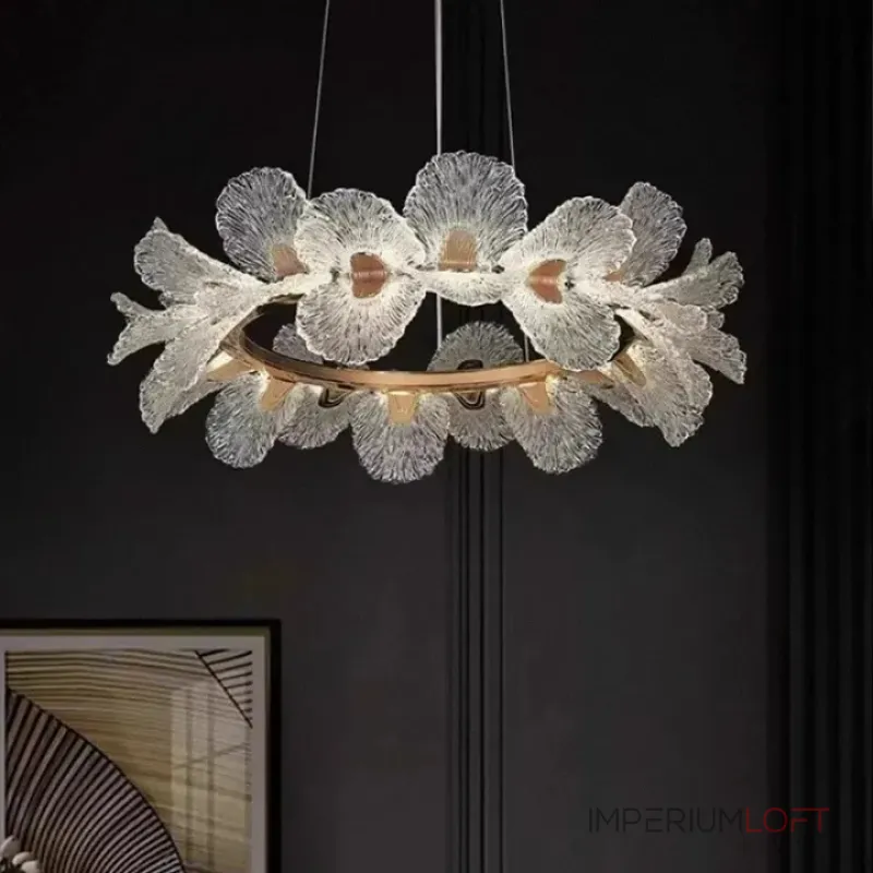 Кольцевая светодиодная люстра c рассеивателями в виде цветов из фактурного акрила PAULIN D80 от ImperiumLoft