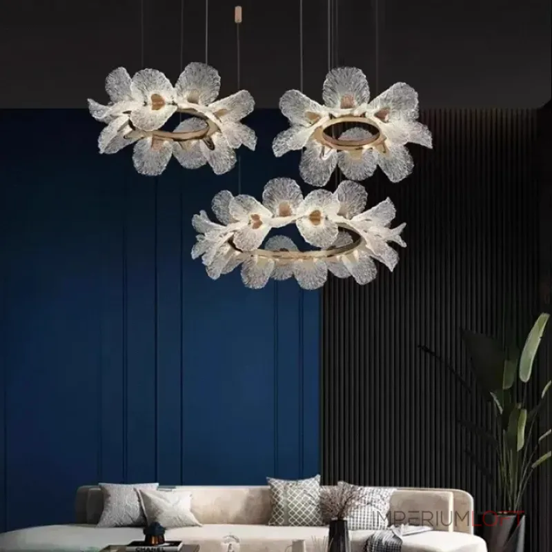 Кольцевая светодиодная люстра c рассеивателями в виде цветов из фактурного акрила PAULIN D60 D80 D100 от ImperiumLoft