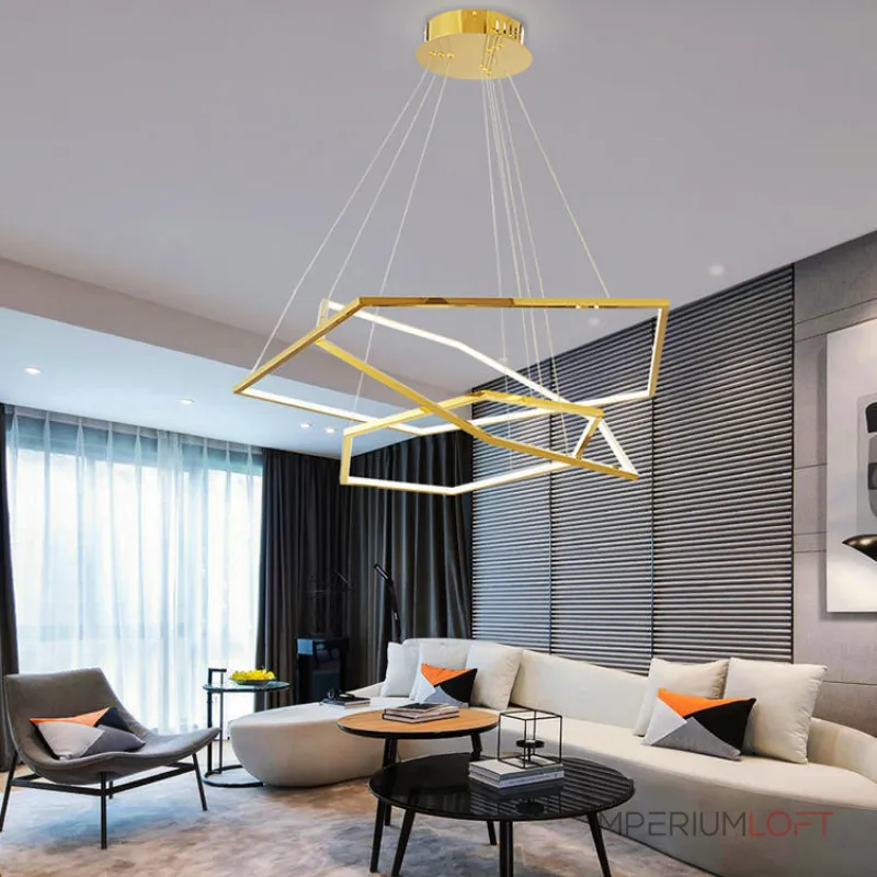 Серия светодиодных люстр в виде комбинации трех гексагональных колец IMPRESS LUX D100 D120 D150 от ImperiumLoft