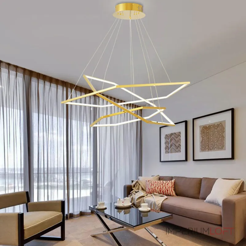 Серия светодиодных люстр в виде комбинации трех гексагональных колец IMPRESS LUX D100 D120 D150 от ImperiumLoft