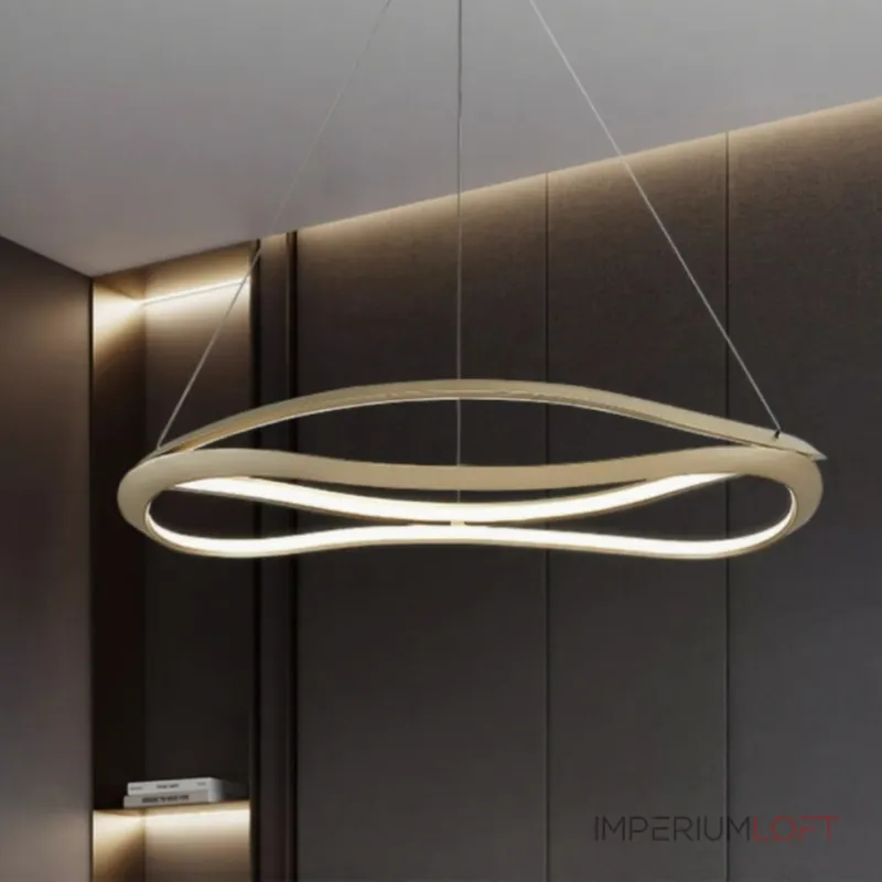 Серия дизайнерских люстр на струнном подвесе с изогнутыми кольцевыми плафонами с внутренней LED-подсветкой DANIELA D80 от ImperiumLoft 