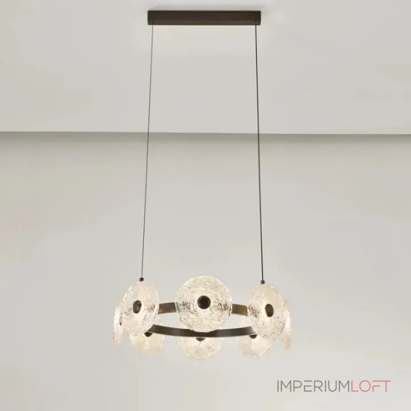 Серия кольцевых светодиодных люстр с дисковидными рассеивателями из рельефного стекла ручной работы Sun Round D65 от ImperiumLoft