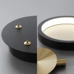 Светодиодная люстра с кольцевидными плафонами с чередующими металлическими дисками на черном кольцевом каркасе BENEDIKTA 3000K от ImperiumLoft