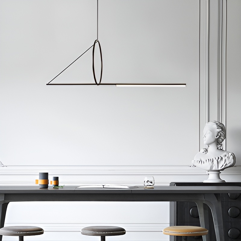 Светодиодный светильник в виде горизонтального стержня на оригинальном подвесе SIRIS L170 от ImperiumLoft