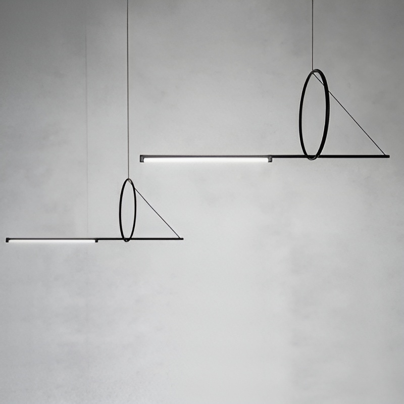 Светодиодный светильник в виде горизонтального стержня на оригинальном подвесе SIRIS L170 от ImperiumLoft