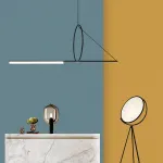 Светодиодный светильник в виде горизонтального стержня на оригинальном подвесе SIRIS L170 от ImperiumLoft