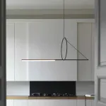 Светодиодный светильник в виде горизонтального стержня на оригинальном подвесе SIRIS L170 от ImperiumLoft