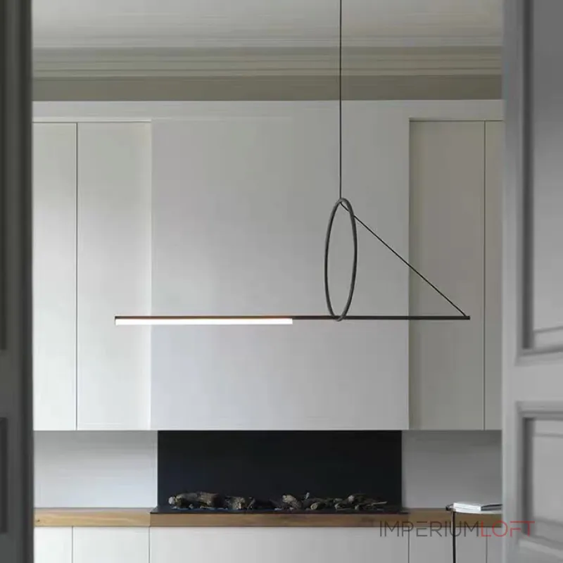 Светодиодный светильник в виде горизонтального стержня на оригинальном подвесе SIRIS L170 от ImperiumLoft