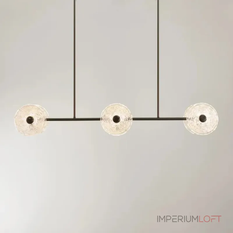 Серия реечных светодиодных светильников с дисковидными рассеивателями из рельефного стекла ручной работы Sun Round Long L120 от ImperiumLoft