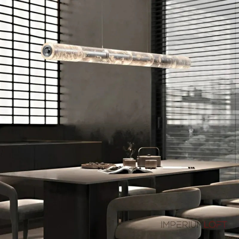 Серия реечных светодиодных светильников с цилиндрическими плафонами из хрустального стекла с узором Light Trail L122 от ImperiumLoft