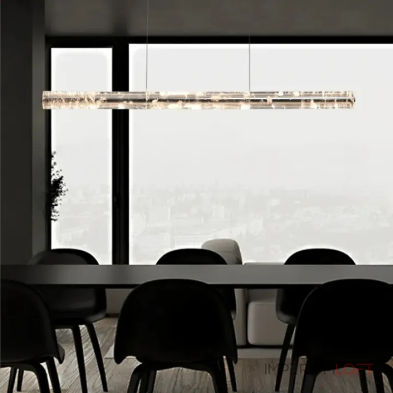 Серия реечных светодиодных светильников с цилиндрическими плафонами из хрустального стекла с узором Light Trail L122 от ImperiumLoft