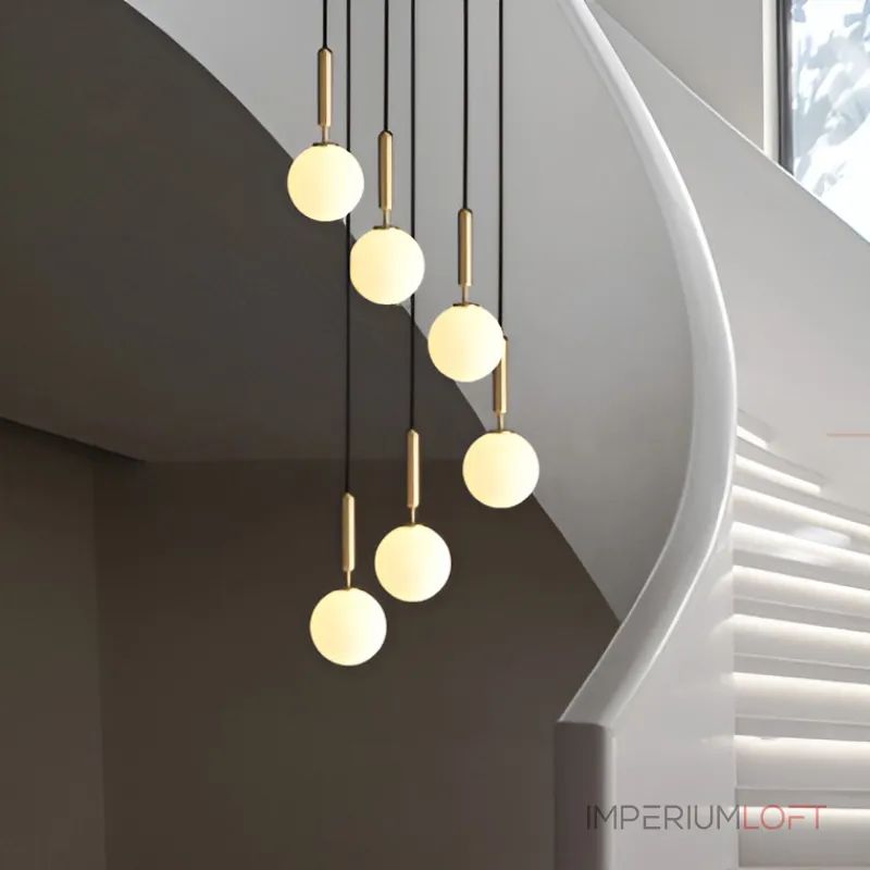 Комбинации подвесных светильников с шарообразными плафонами из стекла Luminary Orbit P6 White от ImperiumLoft Комбинации подвесных светильников с шарообразными плафонами из стекла Luminary Orbit P6 White от ImperiumLoft