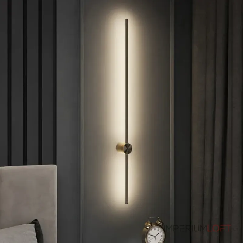 Серия настенных стержневых светильников на цилиндрическом креплении Opulent A Black L100 ImperiumLoft