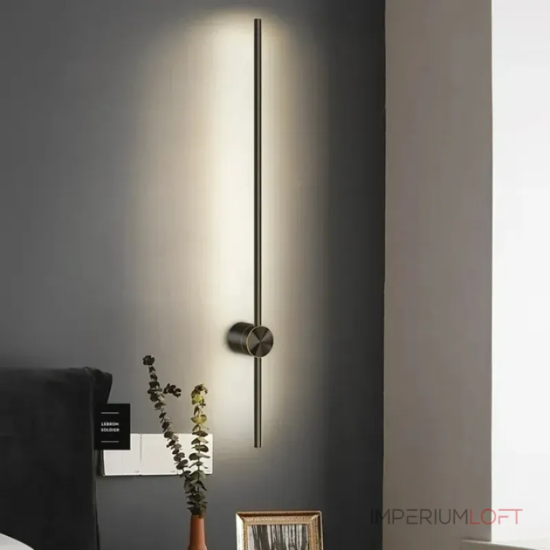 Серия настенных стержневых светильников на цилиндрическом креплении Opulent A Black L100 ImperiumLoft