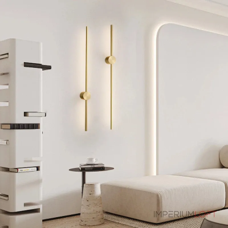Серия настенных стержневых светильников на цилиндрическом креплении Opulent A Gold L80 ImperiumLoft