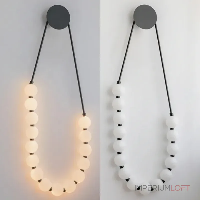 Серия настенных светодиодных светильников с белыми шарообразными плафонами на подвесном тросе Nano Orb Black от ImperiumLoft