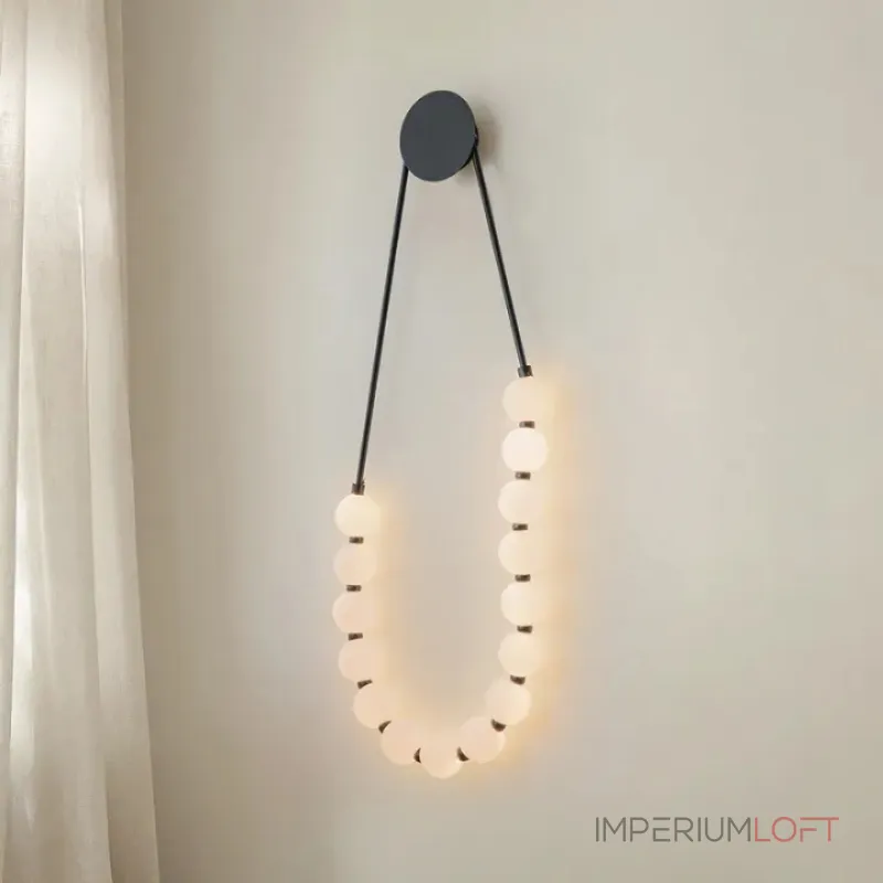 Серия настенных светодиодных светильников с белыми шарообразными плафонами на подвесном тросе Nano Orb Black от ImperiumLoft
