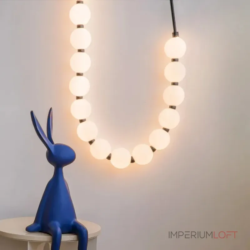 Серия настенных светодиодных светильников с белыми шарообразными плафонами на подвесном тросе Nano Orb Black от ImperiumLoft