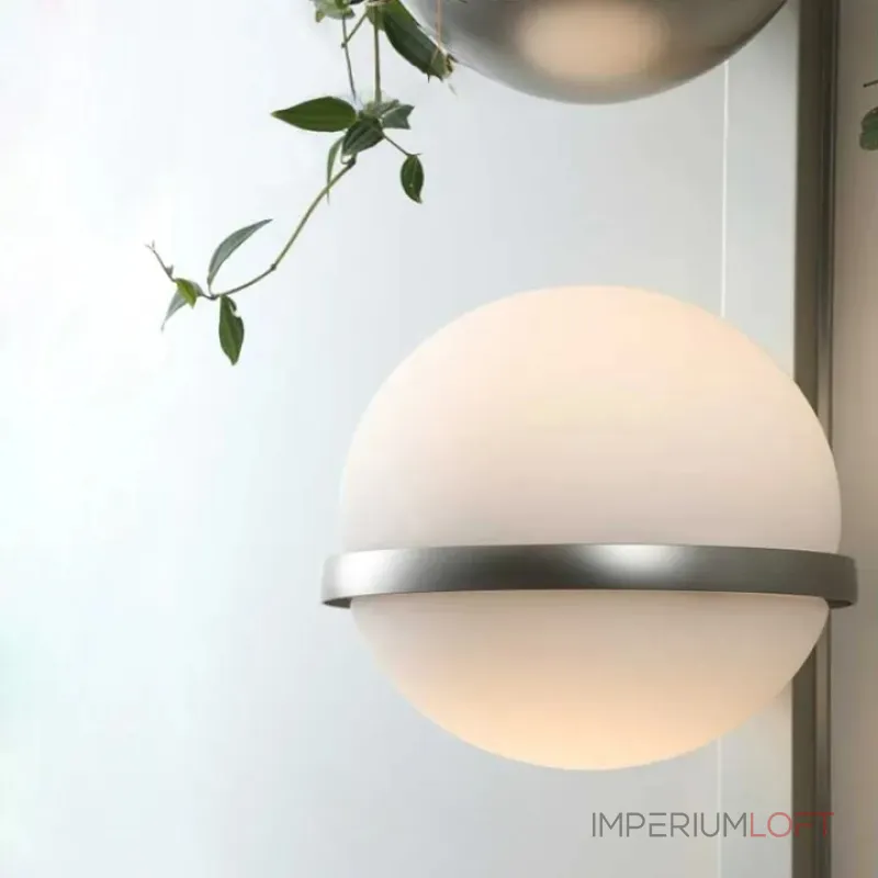 Cветодиодный настенный светильник с шарообразным плафоном и цветочным кашпо в форме полусферы Eco Tech от ImperiumLoft