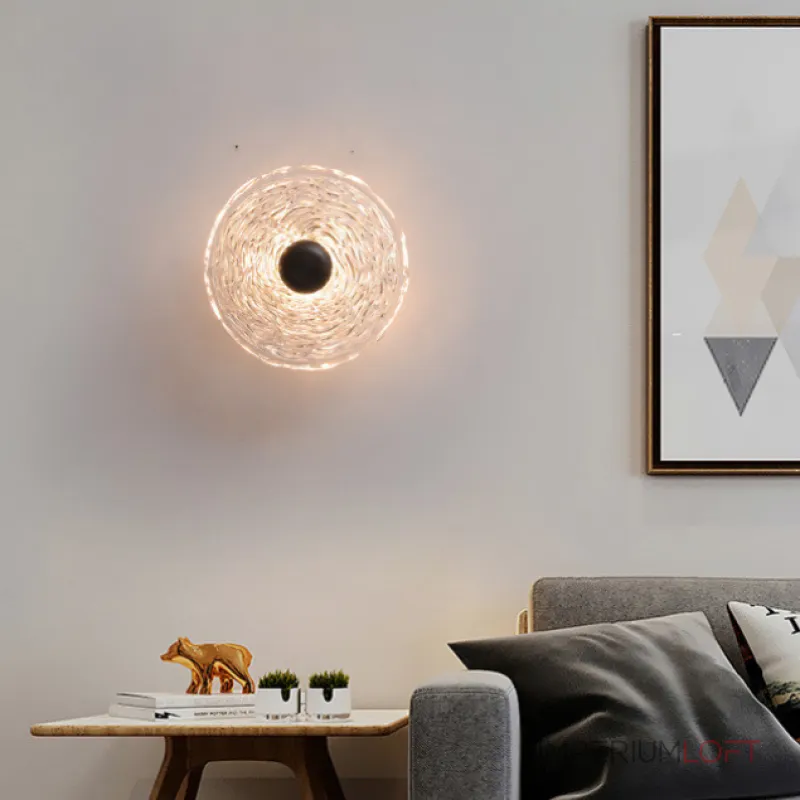 Серия настенных светодиодных светильников с дисковидными рассеивателями из рельефного стекла ручной работы Sun Round W P1от ImperiumLoft Серия настенных светодиодных светильников с дисковидными рассеивателями из рельефного стекла ручной работы Sun Round W P1от ImperiumLoft