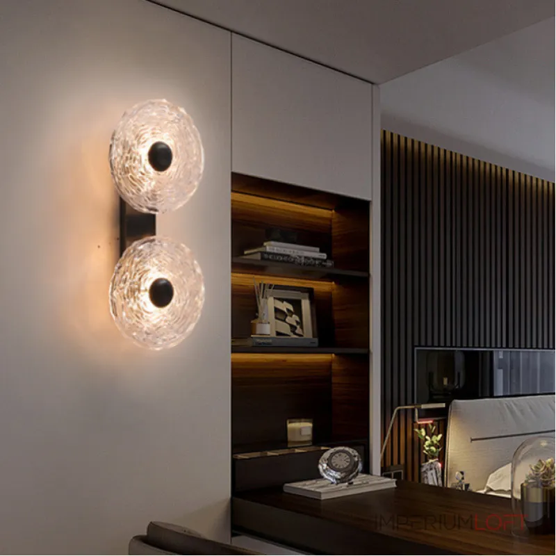 Серия настенных светодиодных светильников с дисковидными рассеивателями из рельефного стекла ручной работы Sun Round W P2 от ImperiumLoft Серия настенных светодиодных светильников с дисковидными рассеивателями из рельефного стекла ручной работы Sun Round W P2 от ImperiumLoft