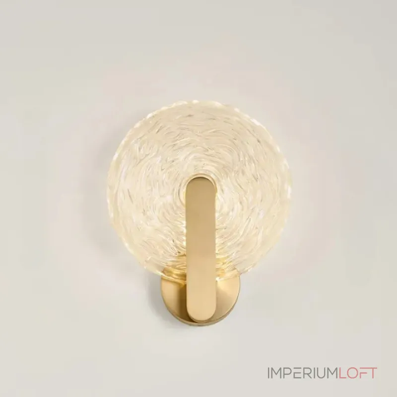 Серия настенных светодиодных светильников с дисковидным рассеивателем из рельефного стекла ручной работы Sun Round B W Gold от ImperiumLoft