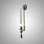 Бра в классическом стиле с цилиндрическим рассеивателем из рельефного стекла на черном кронштейне Beam Fix H56 от ImperiumLoft